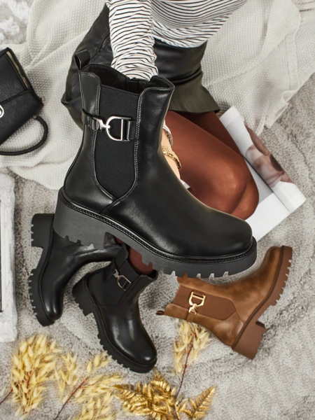 Magas szárú női öko bőr bokacsizma Ovella