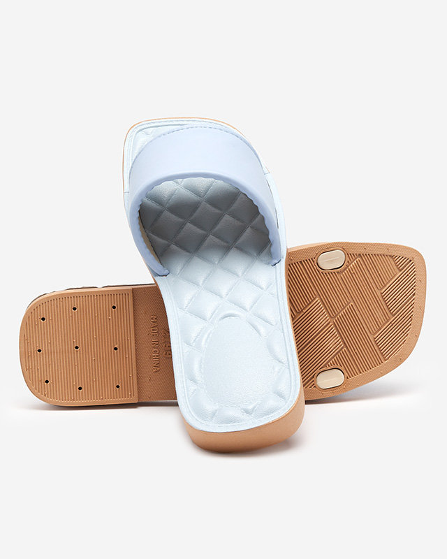 OUTLET Kék ekobőr női papucs steppelt Parekis betéttel - Lábbeli