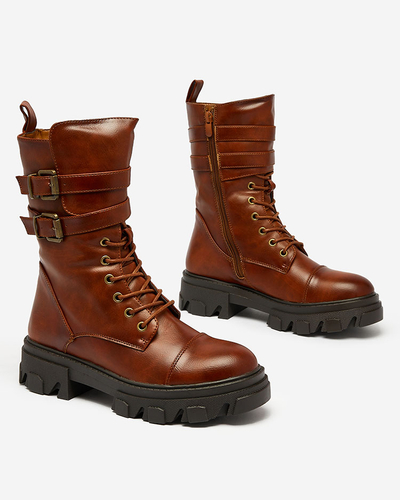 Royalfashion Eco bőr női bagger csizma barna színben Faserti