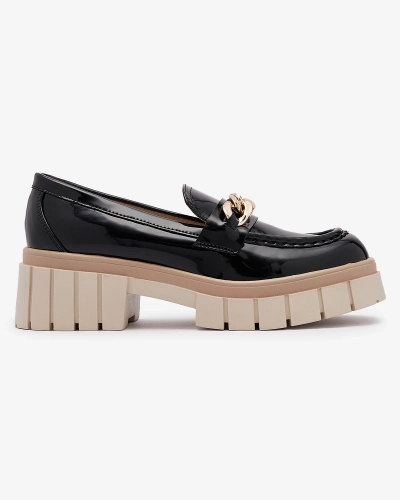 Lakkozott női mokaszin fekete színben Aquan- Footwear