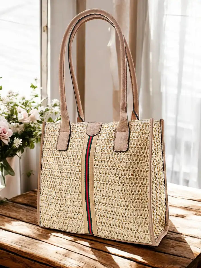 Royalfashion Nagy szalma női nyári táska