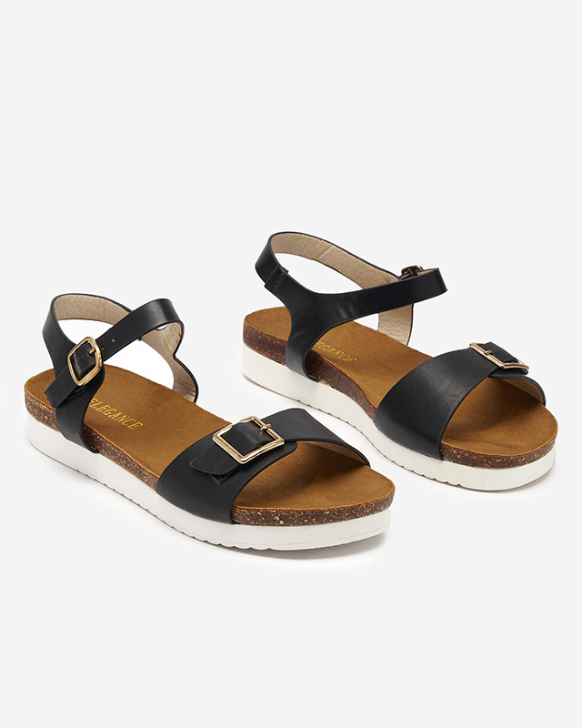 OUTLET Fekete lapos női szandál Astreas - Lábbeli