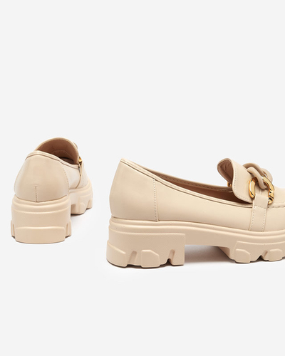 Bézs női cipő vastag talppal, Simero díszítéssel - Lábbeli