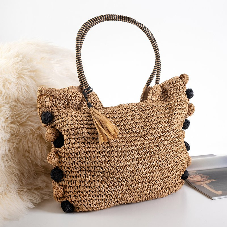 Fonott szalma barna kézitáska - Kézitáskák