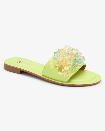 Royalfashion Neonzöld női flip-flop színes kristályokkal Bling Breeze