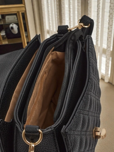 Torebka Damska Luna Czarne Skórzane Elegancka na Co Dzień