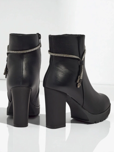 Marellin női eco bőr bokacsizma vastag sarokkal