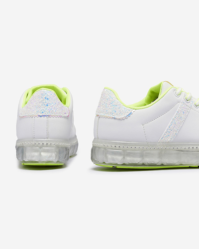 Női sportcipő fehér színben, neonzöld betétekkel Asxa- Footwear