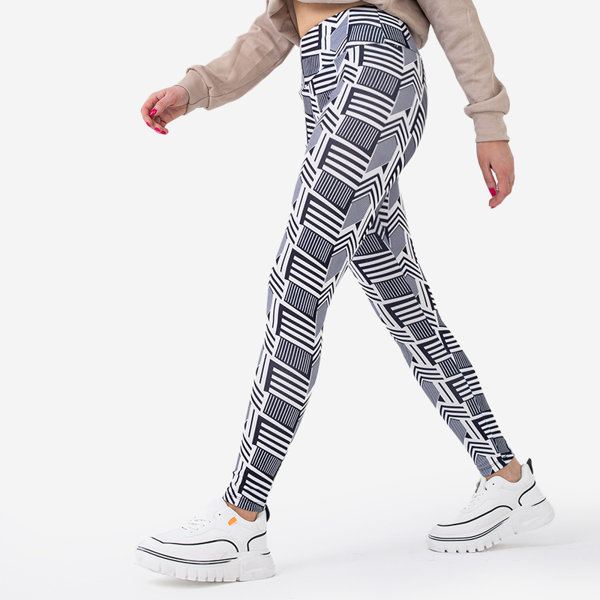 Mintás női fekete-fehér magas derekú leggings - Ruházat