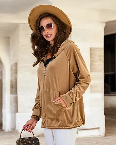 Royalfashion női cipzár nélküli kapucnis pulóver