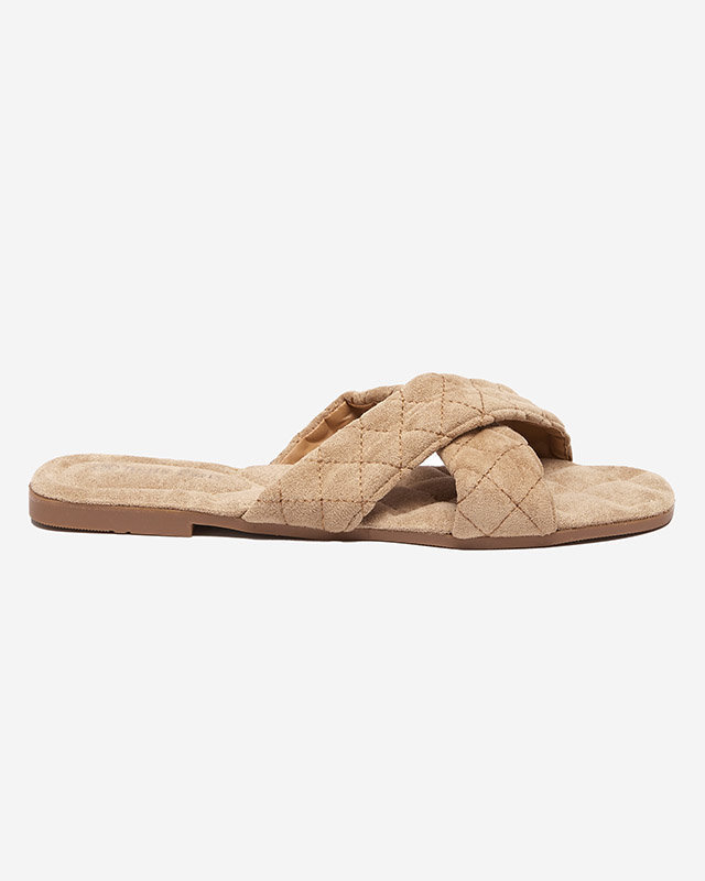 Világosbarna női öko-velúr lapos papucs Delim - Cipők