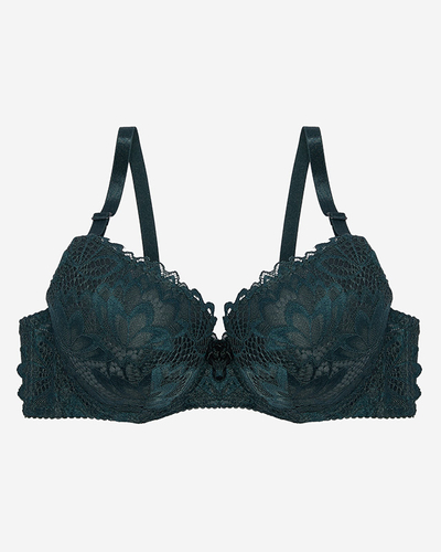 Női párnázott melltartó sötétzöld színben- Fehérnemű