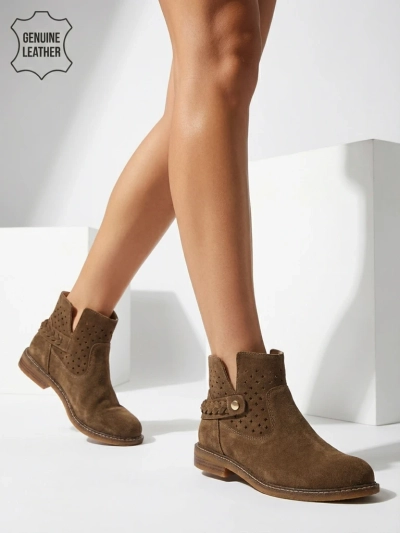 Ażurowe botki damskie ze skóry naturalnej Unimi