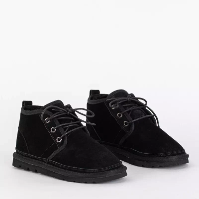 OUTLET Fekete gyerek rövid fűzős hócsizma Tibilis- Footwear
