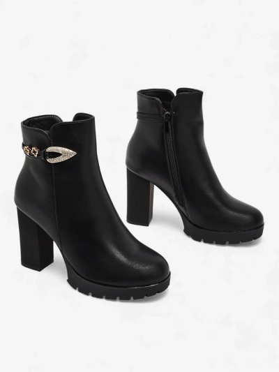 Női eco bőr bokacsizma vastag sarokkal Sylvar