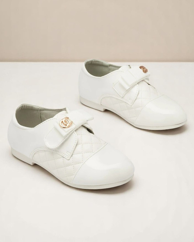 Lányok fehér steppelt öko bőr félcipő Mawert- Footwear