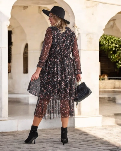 Royalfashion Fekete mintás női maxiruha