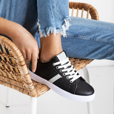 Női fekete cipők csillogó betéttel Melusine - Lábbeli