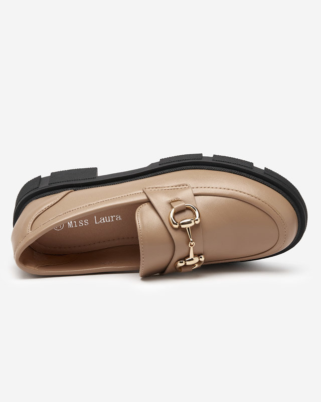 OUTLET Világosbarna női cipő orrán díszes Veteca - Lábbeli