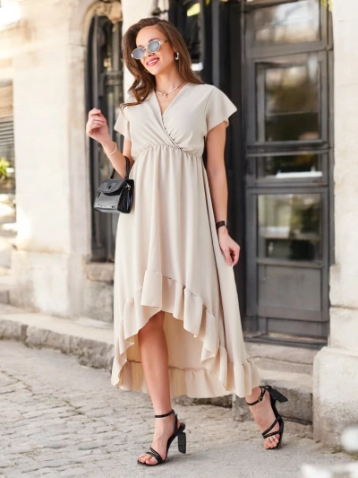 Royalfashion Női midi ruha aszimmetrikus szegéllyel