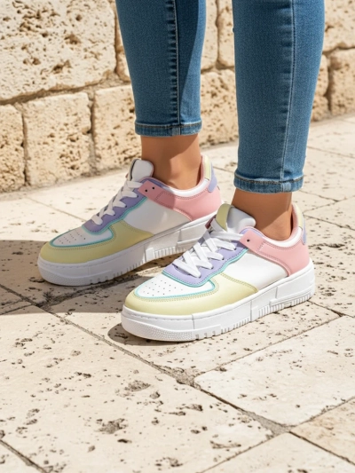 Damskie sneakersy Elektra Pastello - wielokolorowe skóra ekologiczna wiosna