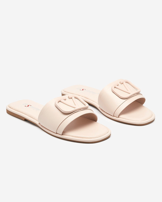 OUTLET Bézs színű női papucs eco bőrrel Cartec- Footwear