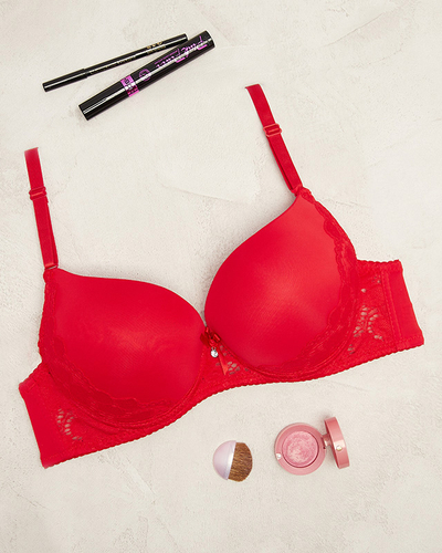 Smooth női csipke melltartó piros színben - Fehérnemű