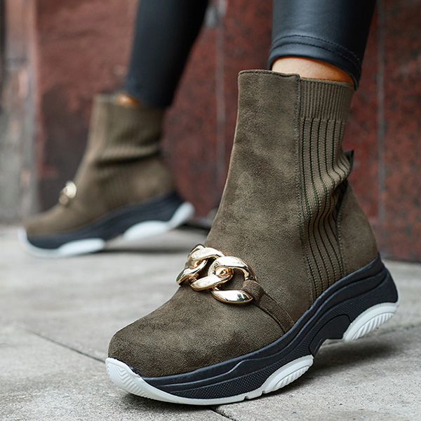 Női zöld szigetelt öko-szarvasbőr csizma Cuzitta- Lábbeli