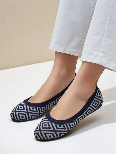 Royalfashion szövet női balerinacipők geometriai mintával Metrikus