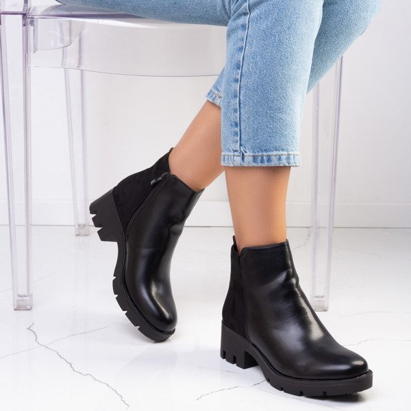 Aprilia fekete lapos bokacsizma - Lábbeli