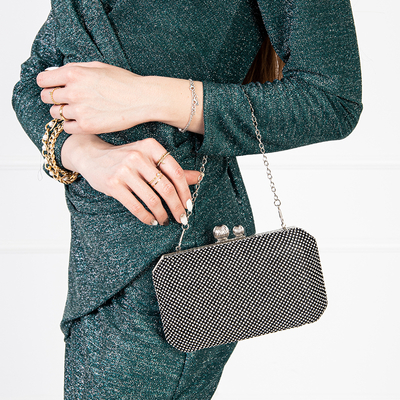 Fekete, kis női kuplungtáska cirkóniával - Kiegészítők