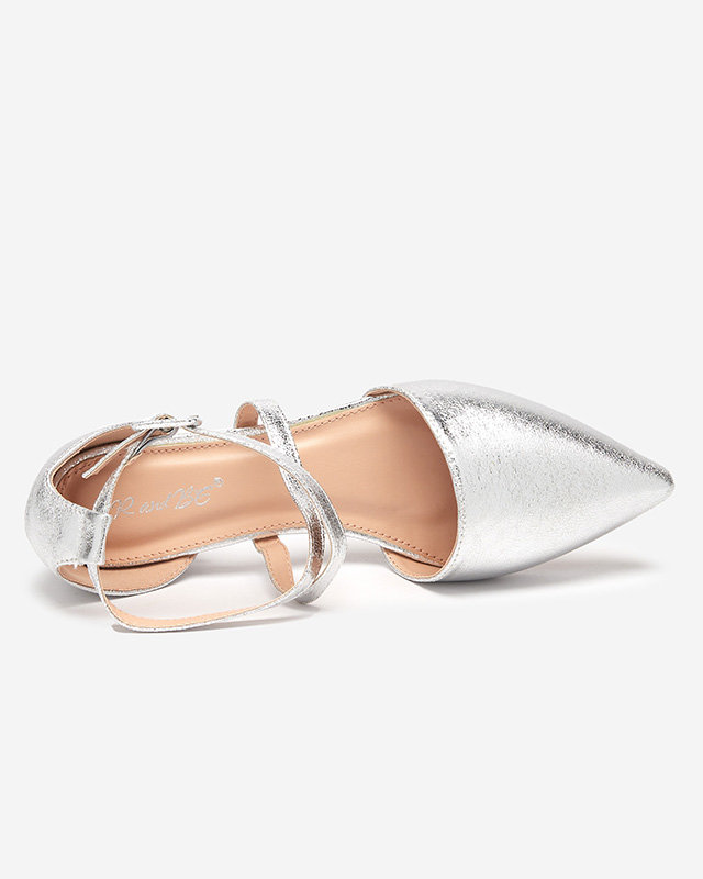 OUTLET Ezüst női balerinák lapos sarkú Osies- Cipők