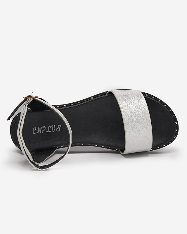 OUTLET Ezüst színű női öko-bőr szandál csillámmal Delika - Lábbeli