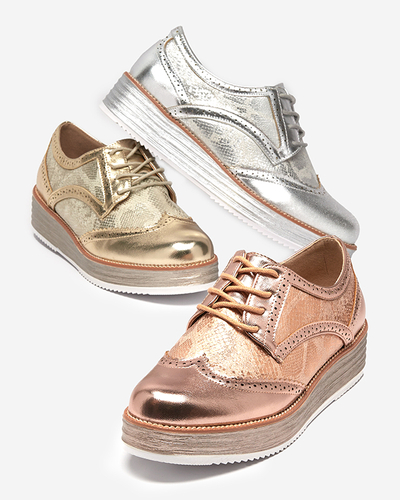 OUTLET Rózsaszín és arany női cipők kígyóbőr betétekkel Fin - Footwear