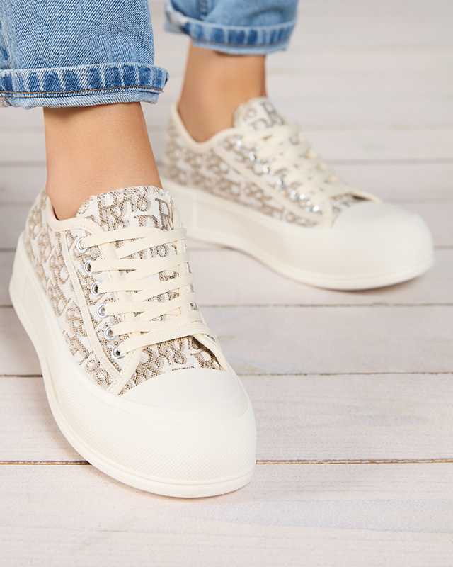 OUTLET Mintás női platform tornacipő bézs Berika színben - Lábbeli