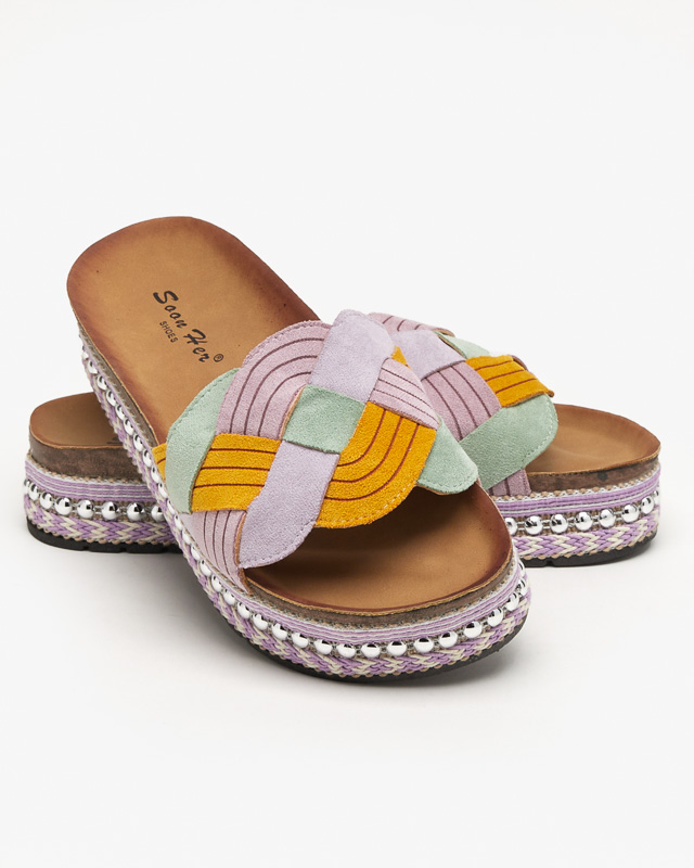 Lila női papucs vastag talpon Cekolina - Lábbeli