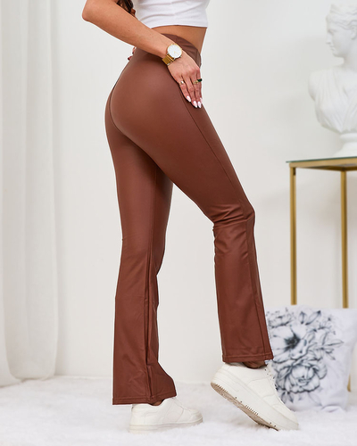 Royalfashion Barna női ökobőr leggings a'la bells