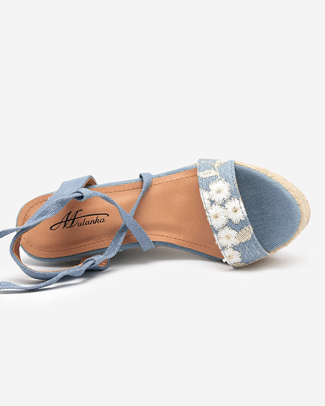 Kék női szandál virágokkal éken Neredit - Cipők