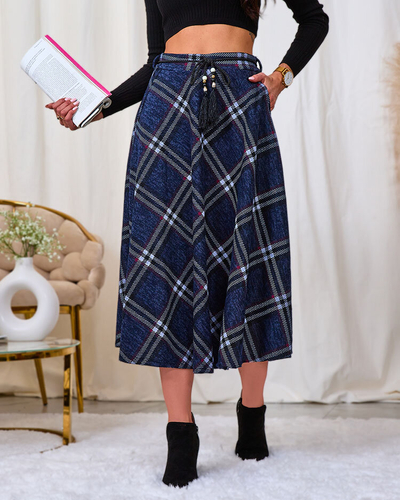 Royalfashion Női szürke és piros hosszú kockás szoknya