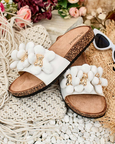Royalfashion Női flip-flop arany mackókkal és virágokkal Isaralle
