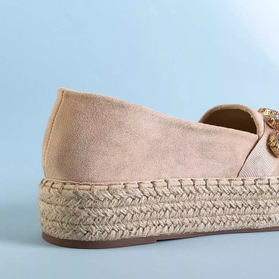 OUTLET Női bézs espadrillák Erilla kristályokkal - Lábbeli