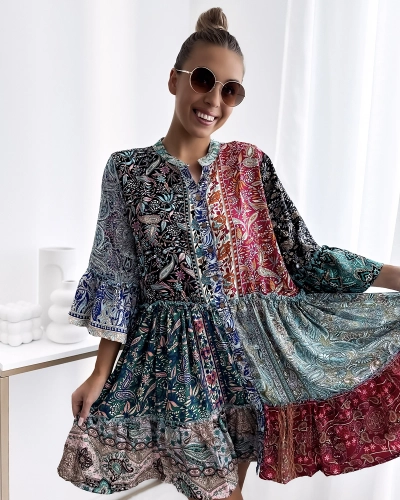 Royalfashion Mintás színes női rövid ruha