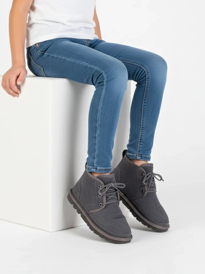 Luna galambszürke bőr gyermek bokacsizma, kényelmes télre