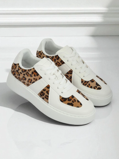 Calista Leopardia női sneakerek – Fehér öko bőr szövet tavasz 4cm