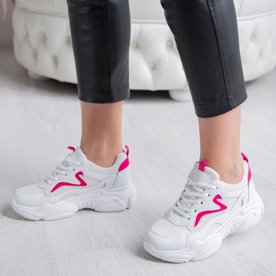 Białe sportowe buty z różową wstawką Miasea - Obuwie