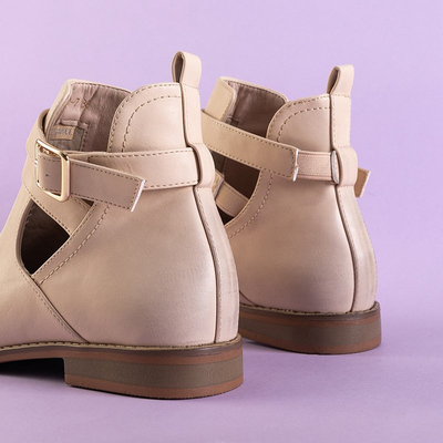 OUTLET Bézs színű női csizma kivágással Amariah - Lábbeli