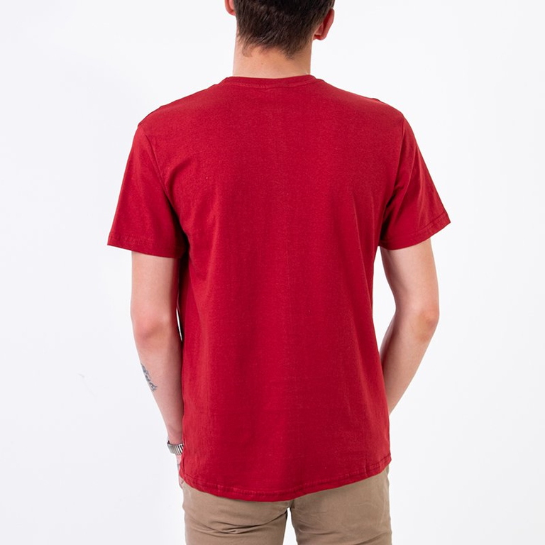 Burgundi színű férfi pamut póló - Ruházat