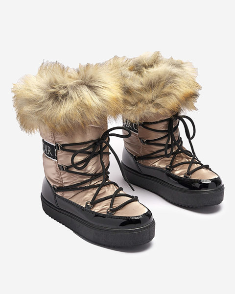 Női lakkozott hócsizma arany-rózsaszín színben Fursav- Footwear