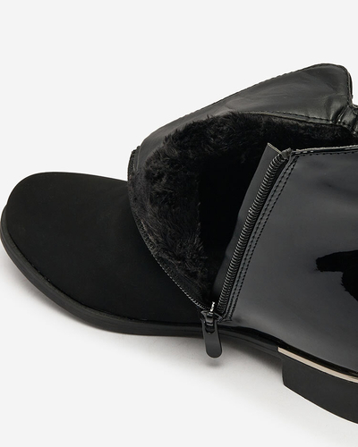 Royalfashion Fekete női csizma cirkóniával Overlissa