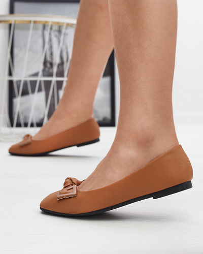 Női teve színű balerinák orrdíszítéssel Caxien- Footwear